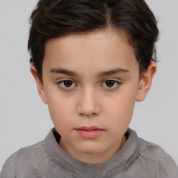 Neutral white child female with short  brown hair and brown eyes