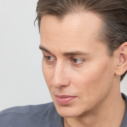 Neutral white adult male with short  brown hair and brown eyes