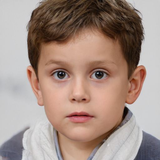 Neutral white child male with short  brown hair and brown eyes