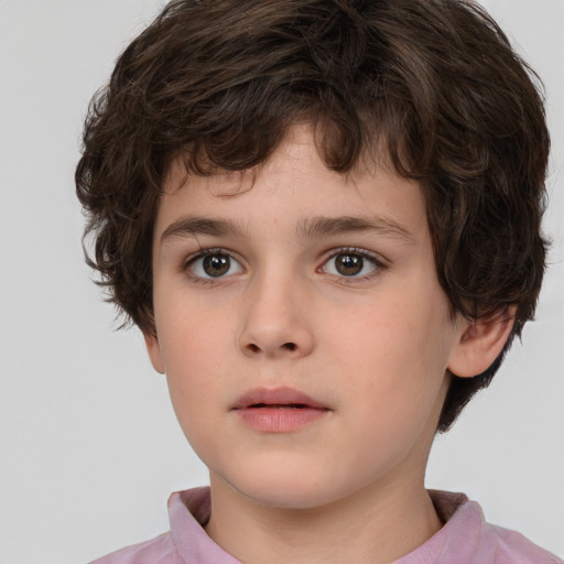 Neutral white child male with short  brown hair and brown eyes