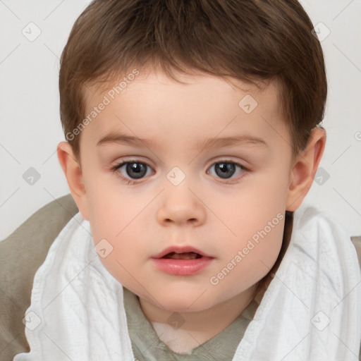 Neutral white child male with short  brown hair and brown eyes