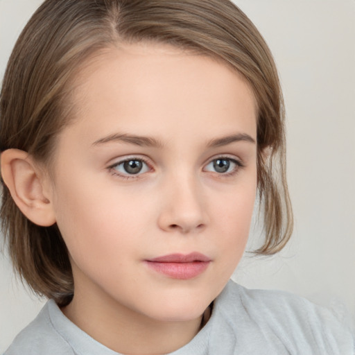 Neutral white child female with medium  brown hair and brown eyes