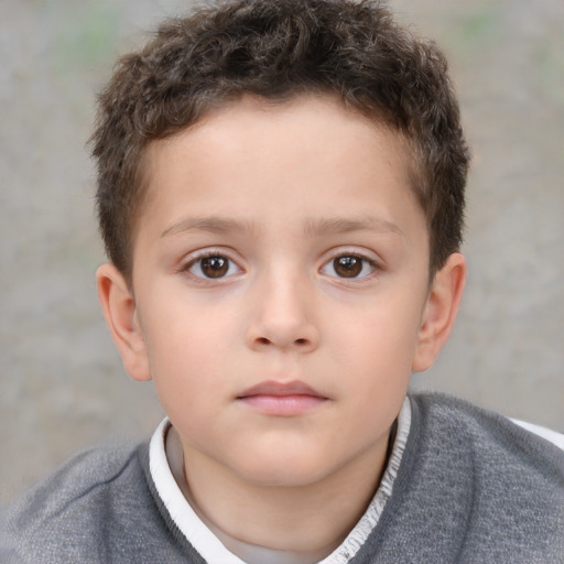 Neutral white child male with short  brown hair and brown eyes