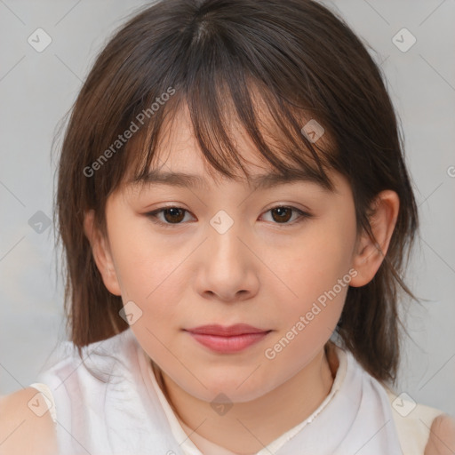 Neutral white child female with medium  brown hair and brown eyes