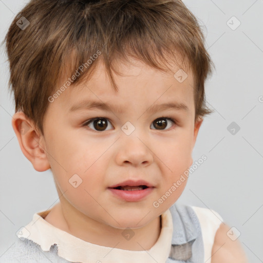 Neutral white child male with short  brown hair and brown eyes