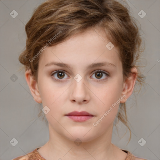 Neutral white child female with medium  brown hair and brown eyes