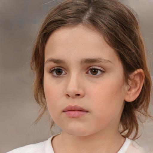 Neutral white child female with medium  brown hair and brown eyes