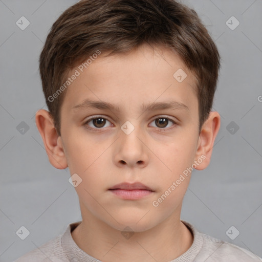 Neutral white child male with short  brown hair and brown eyes