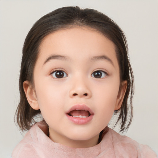 Neutral white child female with medium  brown hair and brown eyes