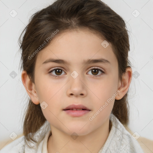 Neutral white child female with medium  brown hair and brown eyes