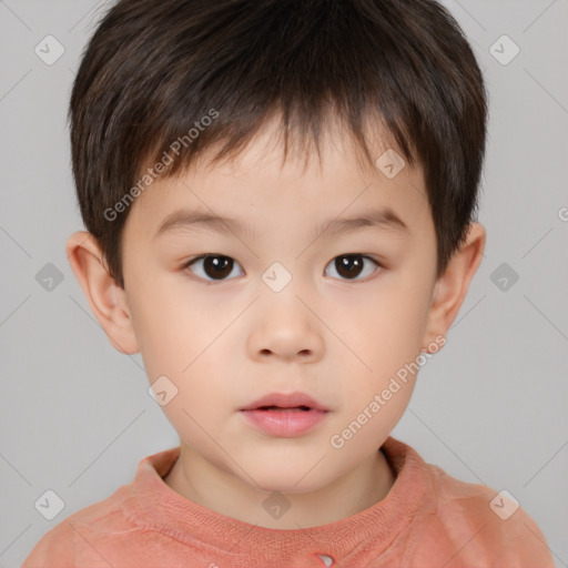 Neutral white child male with short  brown hair and brown eyes