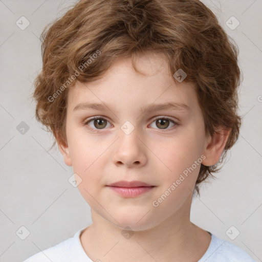 Neutral white child male with short  brown hair and brown eyes