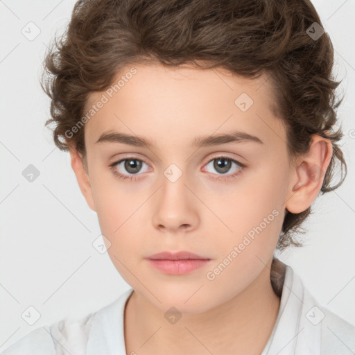 Neutral white child female with medium  brown hair and brown eyes