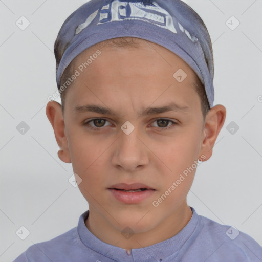 Neutral white child male with short  brown hair and brown eyes