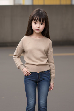 Chinese child female with  brown hair