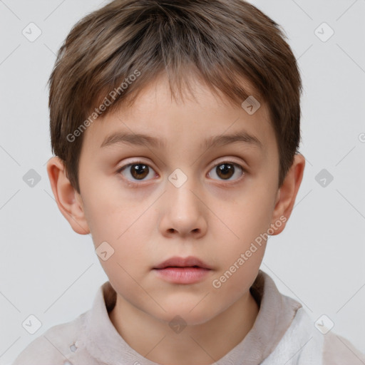 Neutral white child female with short  brown hair and brown eyes