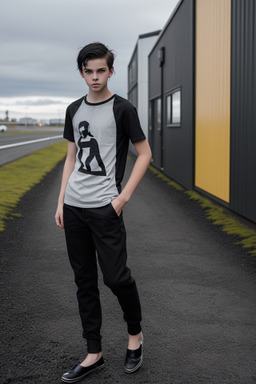 Icelandic teenager boy with  black hair