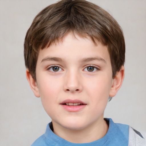 Neutral white child male with short  brown hair and brown eyes