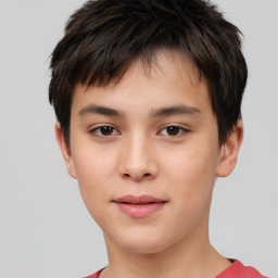 Neutral white child male with short  brown hair and brown eyes