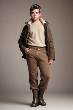 French teenager boy with  brown hair