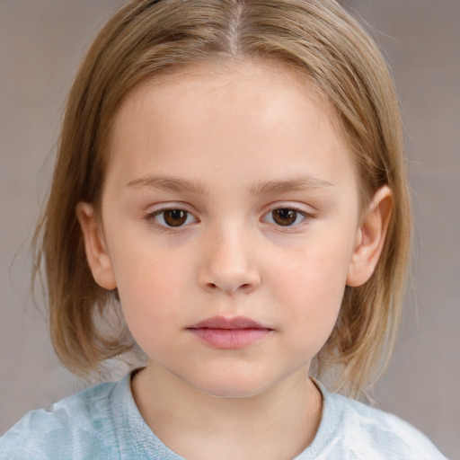 Neutral white child female with medium  brown hair and brown eyes