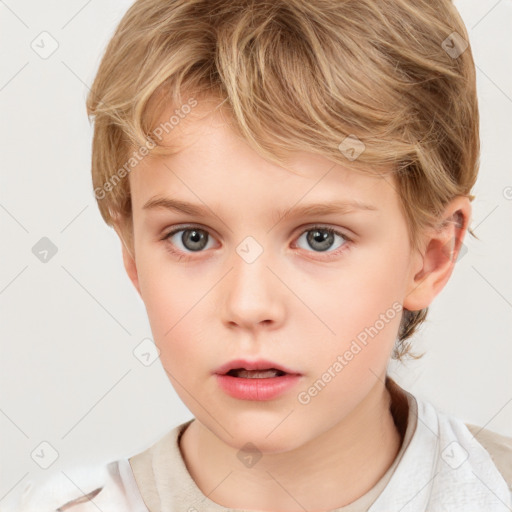 Neutral white child female with short  brown hair and brown eyes