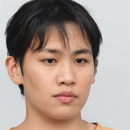 Neutral asian young-adult male with medium  brown hair and brown eyes
