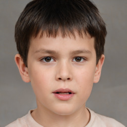 Neutral white child male with short  brown hair and brown eyes