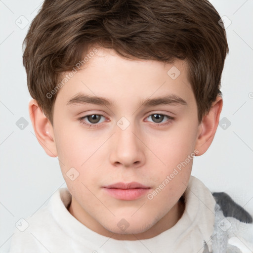 Neutral white child male with short  brown hair and brown eyes