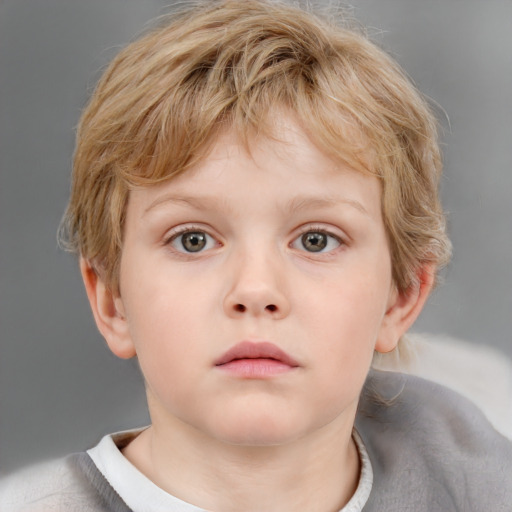 Neutral white child female with short  brown hair and grey eyes