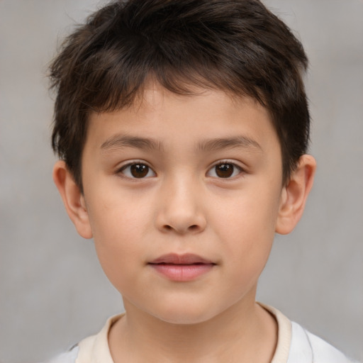 Neutral white child male with short  brown hair and brown eyes