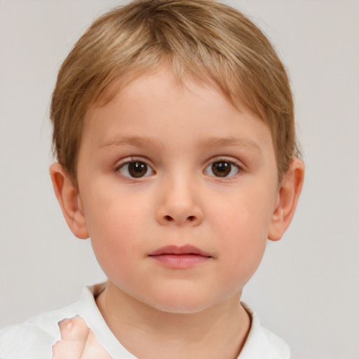 Neutral white child female with short  brown hair and brown eyes