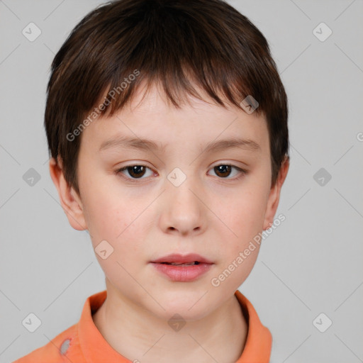 Neutral white child male with short  brown hair and brown eyes