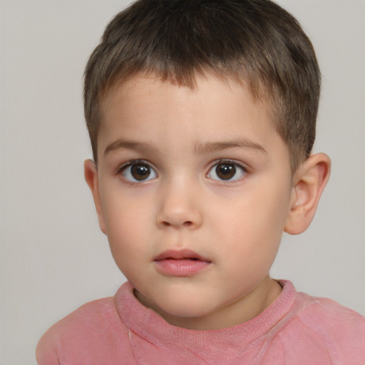 Neutral white child male with short  brown hair and brown eyes