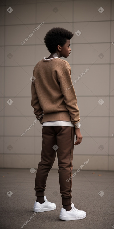 Sudanese teenager boy with  brown hair