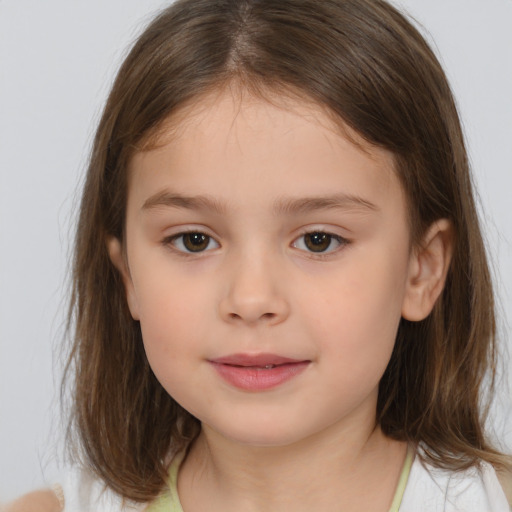 Neutral white child female with medium  brown hair and brown eyes