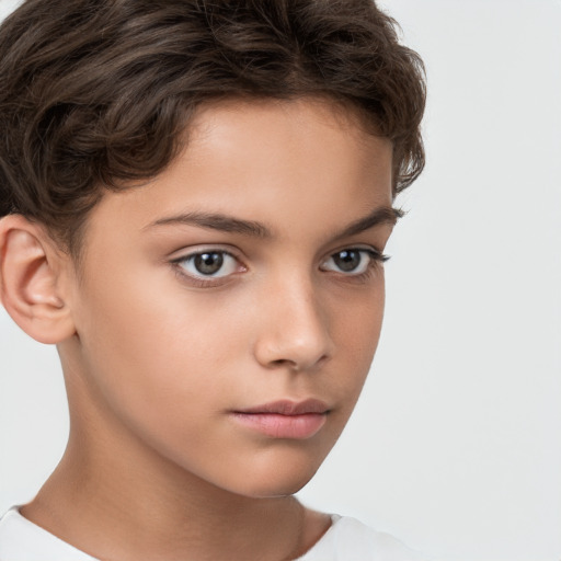 Neutral white child male with short  brown hair and brown eyes