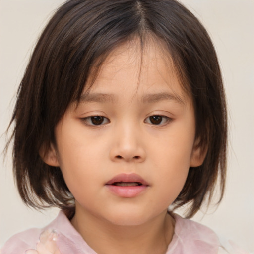 Neutral asian child female with medium  brown hair and brown eyes