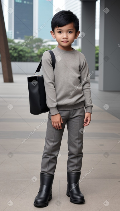 Singaporean child boy with  gray hair