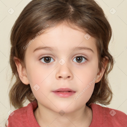 Neutral white child female with medium  brown hair and brown eyes