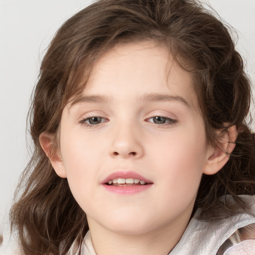 Neutral white child female with medium  brown hair and brown eyes