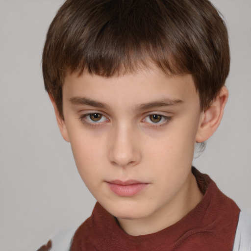 Neutral white child male with short  brown hair and brown eyes