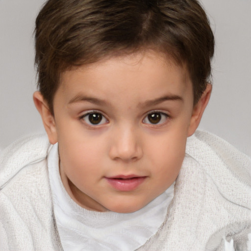 Neutral white child female with short  brown hair and brown eyes