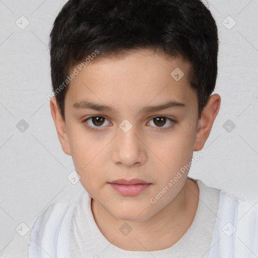 Neutral white child male with short  brown hair and brown eyes