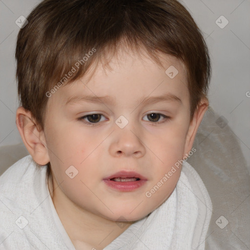 Neutral white child male with short  brown hair and brown eyes