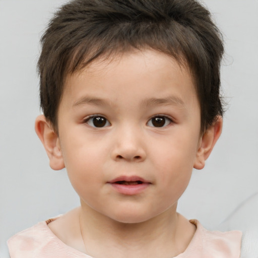 Neutral white child male with short  brown hair and brown eyes