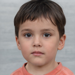 Neutral white child male with short  brown hair and brown eyes