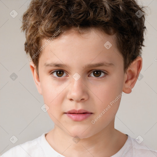 Neutral white child male with short  brown hair and brown eyes