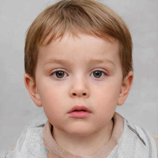 Neutral white child female with short  brown hair and blue eyes