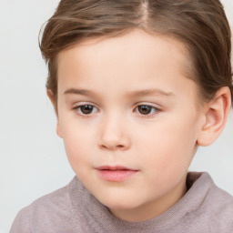 Neutral white child female with short  brown hair and brown eyes
